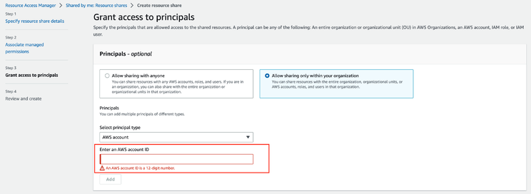 Sharing an IPAM pool with a department account via Resource Access Manager