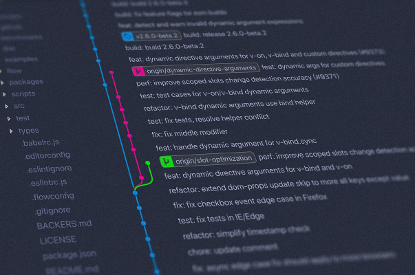 Git commit history in a terminal - version control in action